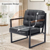 Modern Faux Leather Accent Chair Button-Tufted Design 110° Recline & Metal Frame