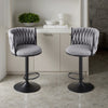 2X Luxury Tufted GREY BAR STOOLS, GAS LIFT, BREAKFAST KITCHEN BAR W/ BACK