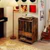 Rolling Vinyl Display Shelf Storage Cabinet with Drawer & Open Shelf