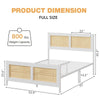Double Metal Bed Frame Strong with Rattan Headboard & Under Bed Storage