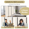 3 Panel Rolling Fabric Room Divider Folding Privacy Dividers with Wheels