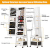 Jewelry Cabinet with Full Length Mirror & Drawer & Wheels, 360° Rotating