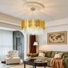 Gold Crystal Chandelier Modern Flush Mount Ceiling Light Fixture Luxury Lighting