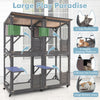 182 cm Tall Large Wooden Cat House Outdoor Catio Kitten Enclosure-Grey
