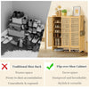 XXL Rattan Shoe Cabinet Elevated 5-Tier Shoe Rack Entrance Closet Dustproof Door