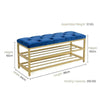 2-Tier Velvet Top Bamboo Gold Metal Shoe Rack Stand Shoe Storage Shelf Hallway