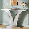 100CM Mirrored Console Table, Modern Sliver Entryway Table with Crystal Frames