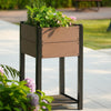 Elevated Raised Garden Bed with Storage Shelf Wood Look Planter Garden Pot Boxes