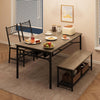 Dining Table Set for 4,Rectangular Table with Upholstered Chairs& Storage Benche