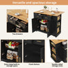 Rolling Kitchen Island on Wheels Storage Trolley w/ Large Cabinet Cupboard Black
