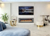 2025 72 INCH WIDE LED FLAMES BLACK/GREY GLASS WALL FLUSHED INSET ELECTRIC FIRE