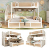 Children's Bunk Bed w/ Storage Stairs & Double Hydraulic Storage Lower Bed White