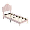 3ft Single Bed Frame Upholstered Platform Bed with Headboard Velvet Fabric