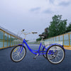 24 Inch Tricycle Adults Seniors Foldable 7 Speed 3 Wheels Bicycle with Basket UK