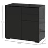 Side Cabinet with 2 Door Cabinet and 2 Drawer for Home Office, Black