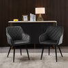 2pcs Dining Chairs Set Faux Leather/Velvet Padded Metal Legs Restaurant Armchair