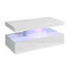 White Gloss Coffee Table with LED Lights – 90cm Modern Living Room Table