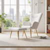 Modern Accent Chair with Footstool Set Upholstered Boucle Padded Seat Metal Legs