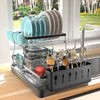 2 Tier Dish Drainer Rack Cutlery Holder Plate Rack with Drip Tray Oldjufxesxfgzd