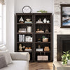 5 Tier Farmhouse Bookcase,Wooden Open Bookshelf Display Storage,Gray/Brown/White