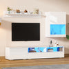 High Gloss White TV Wall Unit Set of 3 with LED Lights Display Cabinet & Shelves