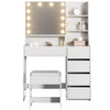 Dressing Table With 5 Drawers LED Mirror Set Makeup Desk Vanity Table Luaunjvrri