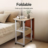 Beige Overbed Table with Wheels Adjustable Foldable Bedside Laptop Desk