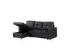 Newport Leather 3 Seater Pullout Sofa Bed with Storage Compartment-BLACK