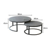 Round Nesting Coffee Table Set of 2 Solid Marble Grey Side End Desk Accent Table