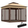 3 x 3(m) Pop Up Gazebo Tent with Netting, Height Adjustable, Beige