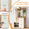 7-in-1 Coat Rack Stand with Mirror Clothes Hanger Drawer Shoe Storage Bench