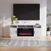 Living Room TV Stand with Electric Fireplace Fire LED Flame Heating Cabinet Unit