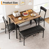 Brown Dining Table Set for 4 with Bench & 2 Upholstered Chairs,Kitchen Table Set