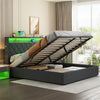 Upholstered Bed Frame with Hydraulic Lift 5FT King Size Bed Frame with LED Light