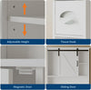 Over The Toilet Bathroom Storage Cabinet Wooden Organizer w/Shelves Sliding Door