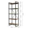 5 Tier Bookcase Bookshelf Industrial Wooden Storage Shelf Metal Frame 180cm UK