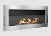 Wall-hung bio-fireplace with glass 900x400 Inox