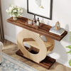 Console Table with Storage, Entryway Sofa Table with Circle Base for Hallway