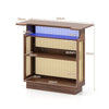 Rattan Bar Table with 3 Stemware Racks & 3-Tier Shelves