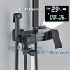 Exposed Shower Taps Mixer Valve Black Bathroom Square Twin Head Bar Shower Set