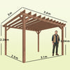 3 x 3 m Wooden Pergola, Garden Pergola Gazebo Grape Trellis, Maple Wood-effect