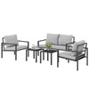 5 Piece Garden Furniture Set, Metal Garden Sofa Set with Cushions, Light Grey
