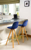 Bar Stools Kitchen Breakfast Chairs Dining Modern Wooden Velvet | Set of 2