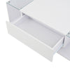 High Gloss White Coffee Table with LED & Drawer, Tempered Glass Top Centre Table