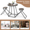 3-Piece Round Table and Stool Set Modern Dining Bar Table with 2 Foldable Stools