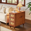 Solid Wood End Table with 3 Drawers, Narrow Sofa Side Table for Living Room