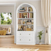 Arched Bookcase with Drawers Arch Display Cabinet Tall Bookshelf 79.5x36x177cm