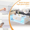 High Gloss White Coffee Table with LED & Drawer, Tempered Glass Top Centre Table