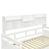Single Bed Frame w/ 2 Storage Drawers, Bookcase Headboard & Guardrail, 90x190cm