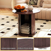 40CM/60CM Coffee Table Round Wood Side Table Sets With Hidden Storage Walnut
